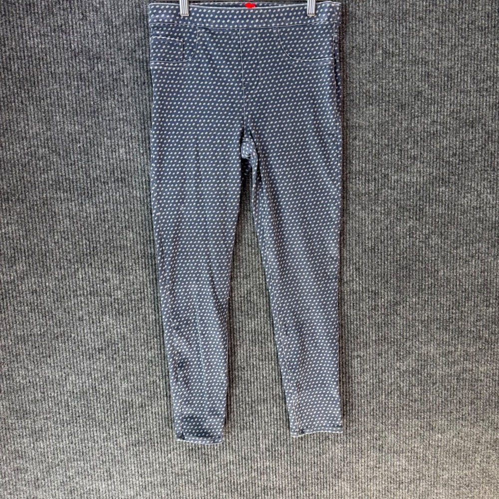 Spanx Denim Print Leggings M Pull-On Slimming Jeggings‎ Polka Dot Stretch Pants